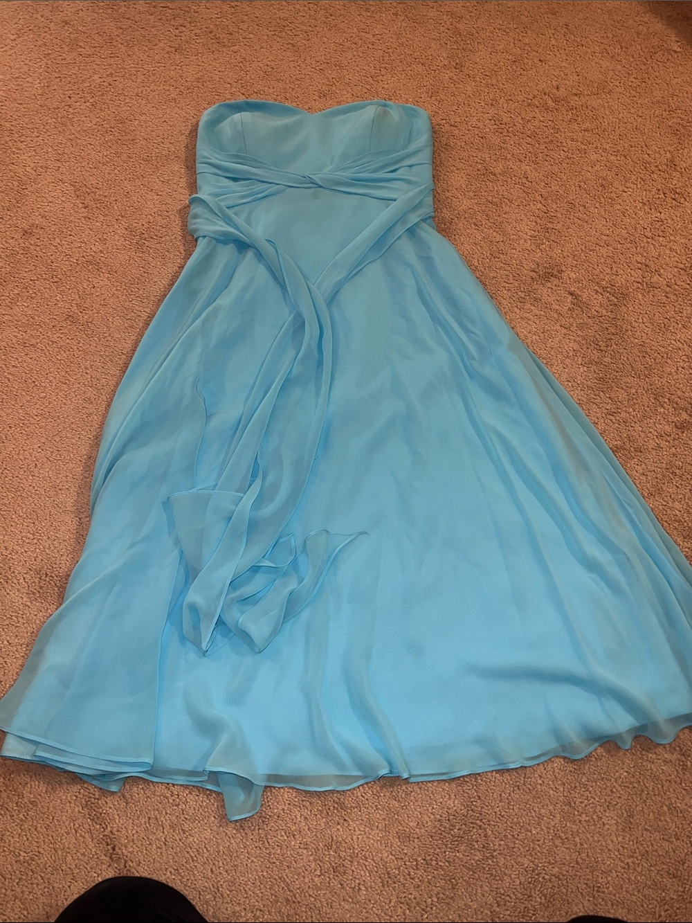 Strapless Light Aqua Chiffon A-Line Dress